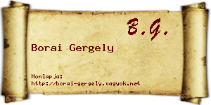 Borai Gergely névjegykártya